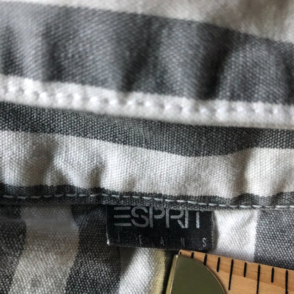 VTG Esprit Womens SzM GrayWhite Striped Drop Shoulder Boxy Jean Jacket, 90s, 80s - Picture 4 of 12